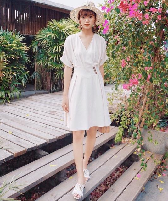 [HCM]Đầm nút eo 2 màu (kèm hình thật)