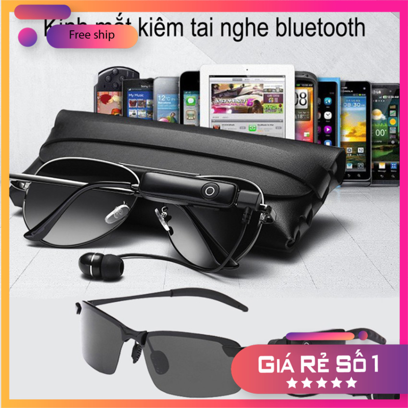 Giá bán Kính Mắt Kiêm Tai Nghe Bluetooth Bass Siêu đỉnh, Chất Liệu Polarized Chống Tia Cực Tím, Gọng Kim Loại Co Giãn, Tích hợp tai nghe bluetooth 5.0, Thiết kế thời thượng, hiện đại, Pin Cực Khỏe