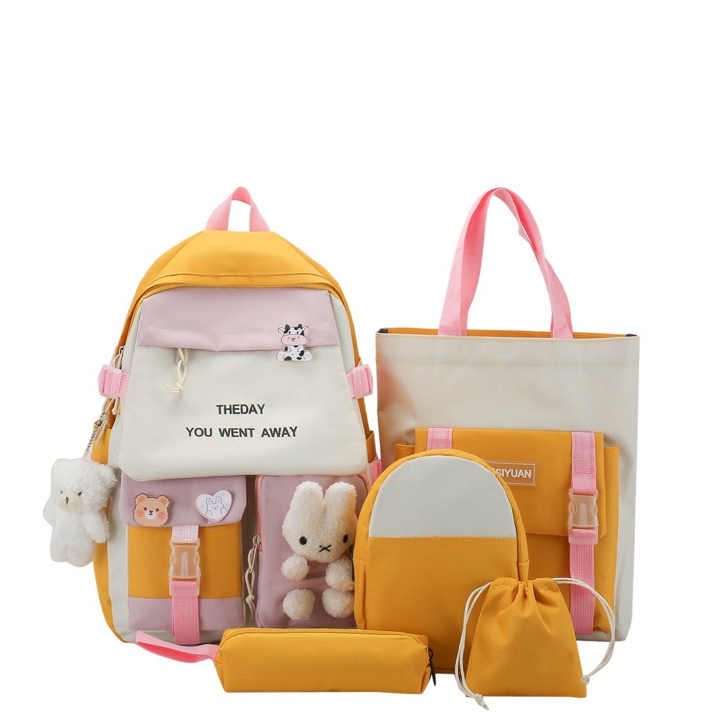 Balo thời trang nam nữ, balo chống nước ulzzang, combo thời trang 4 món - set balo 4 món away phối màu
