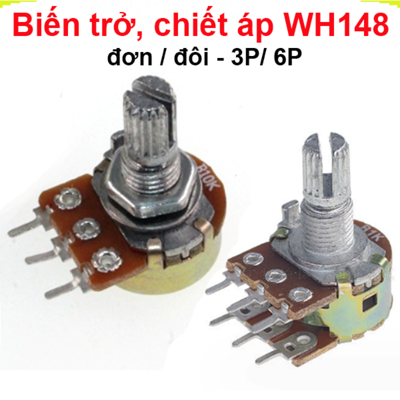(2 cái) Biến trở Volume đơn, biến trở đôi WH148-3P/ 6P