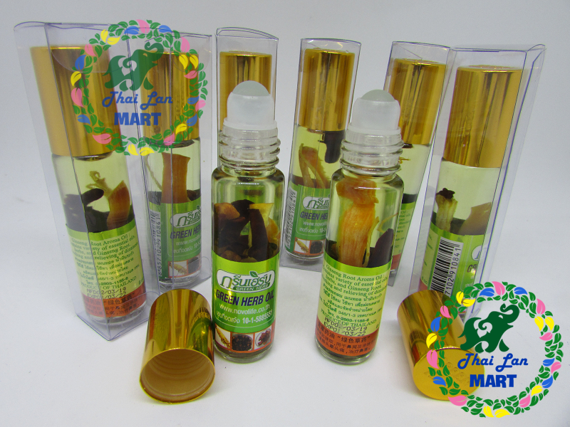 Dầu lăn nhân sâm green herb oil chính hãng thái lan 8 ml - thanhlongmarket