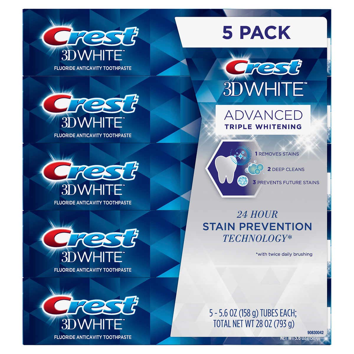 KEM ĐÁNH RĂNG CREST 3D WHITE ADVANCED TRIPLE WHITENING 147G