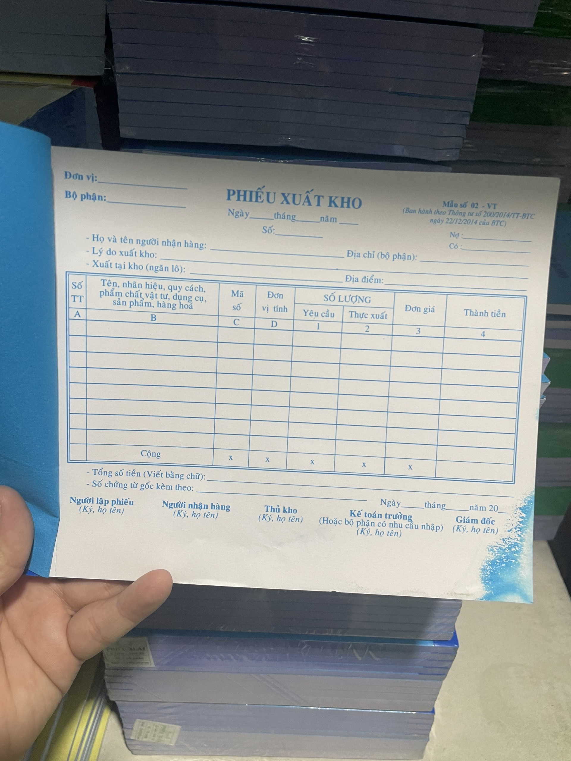 Phiếu Xuất Kho - Nhập Kho 1 Liên, 2 Liên, 3 Liên Khổ A5 (16x20cm)