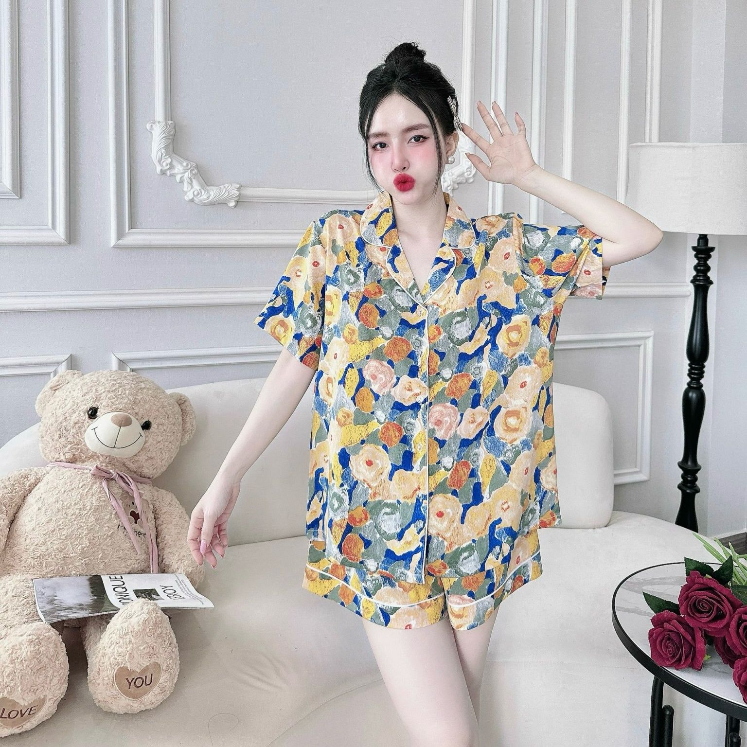 Đồ bộ bigsize đùi đồ mặc nhà cho nữ 50-110kg lụa mango cao cấp mềm mịn