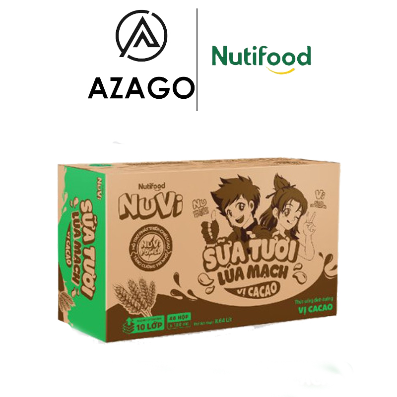 Thùng 48 hộp nuvi sữa tươi lúa mạch vị cacao 180ml cc01az - thương hiệu nutifood - azago