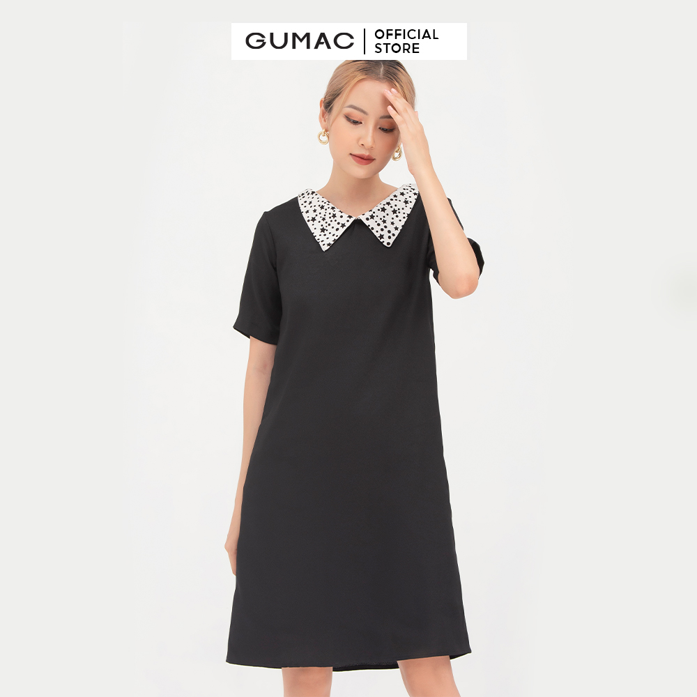 Đầm nữ  suông phối cổ DB757 mẫu mới GUMAC