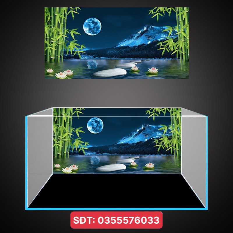 Tranh 3D dán bể cá cao cấp, mẫu độc đáo, ấn tượng, tạo điểm nhấn, tranh có keo sẵn trên bề mặt, có thể làm các kích thước theo yêu cầu (mã AQB21-099)