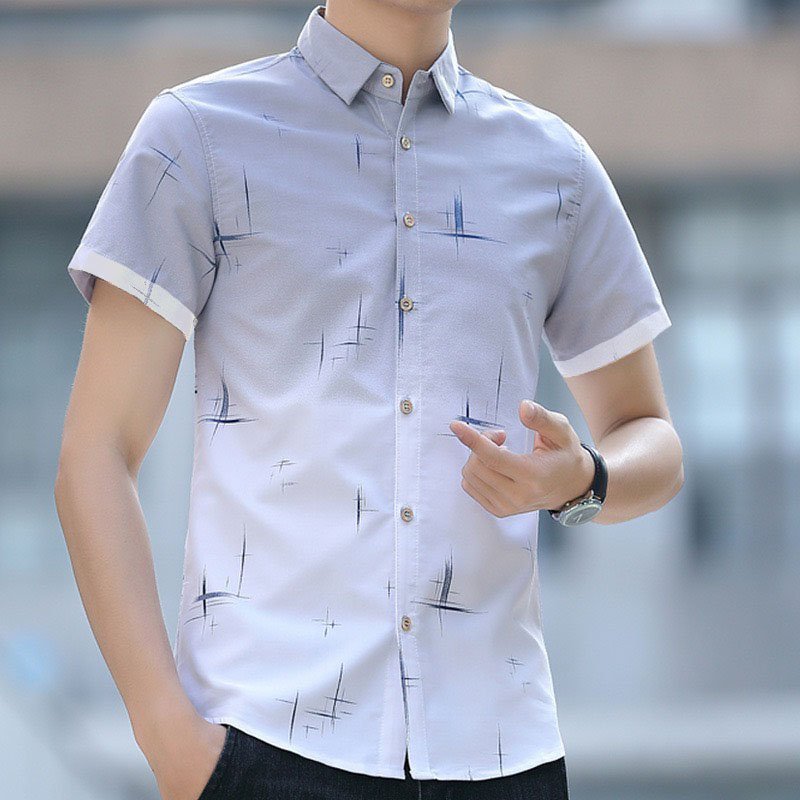 Áo sơ mi nam tay ngắn kiểu loang màu mới Phong Cách Trẻ Trung Hàng Thiết Kế TẬP ĐOÀN THỜI TRANG Phong cách Hàn Quốc Hot Trend