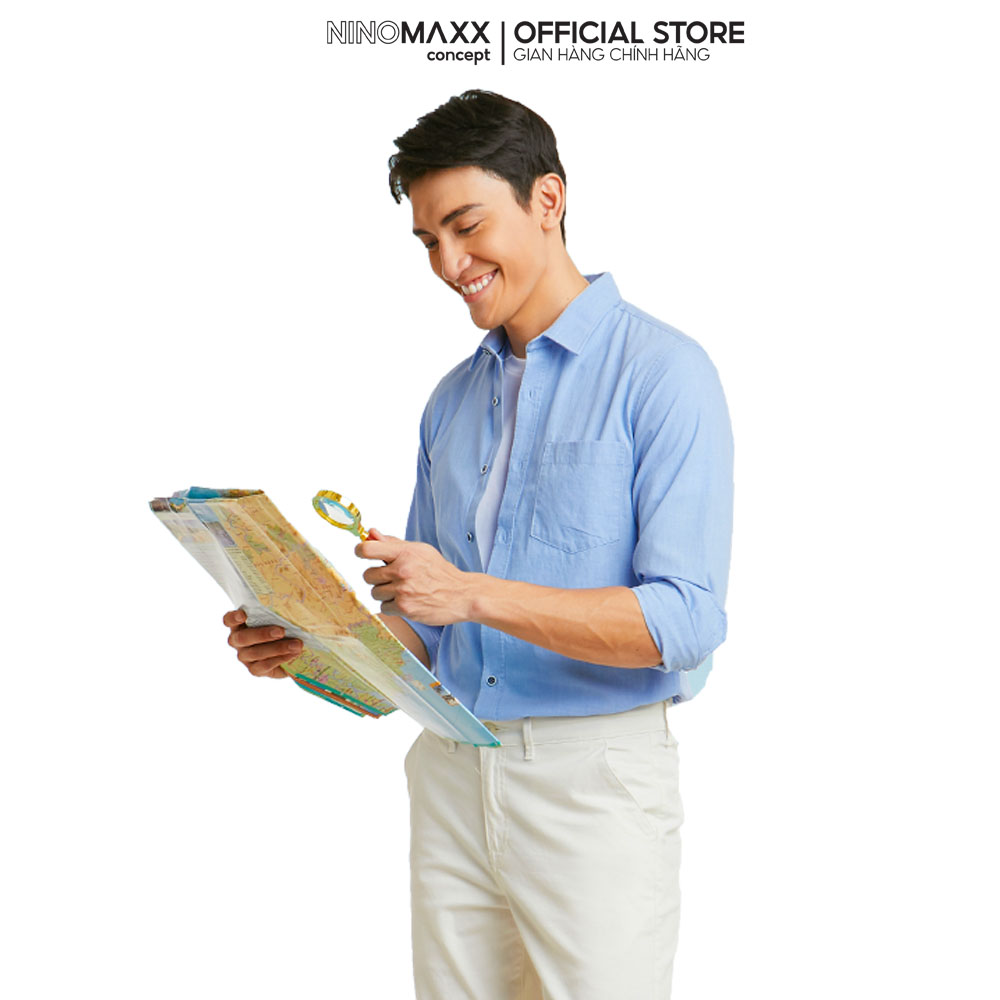 Ninomaxx Áo sơ mi Basic Nam tay dài chất liệu 100% cotton 2011096