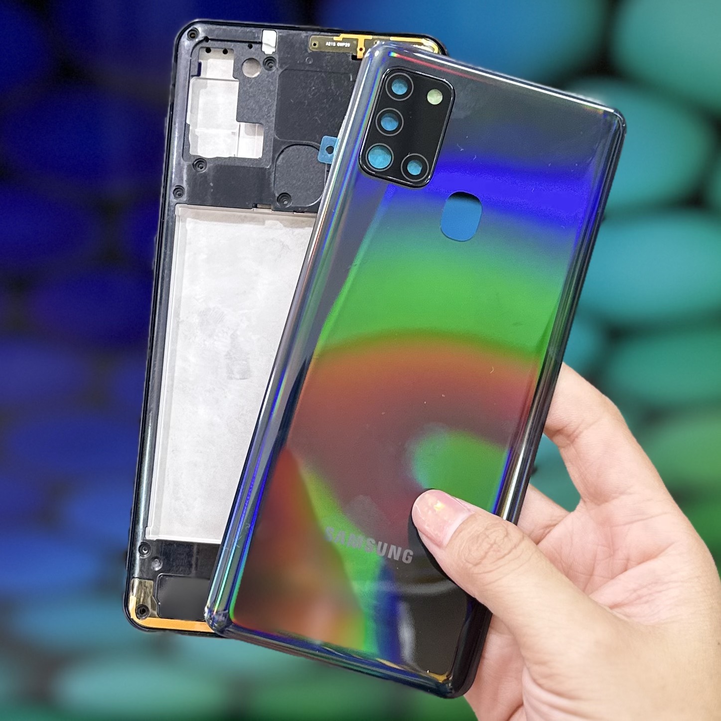 Vỏ bộ Samsung A21s (Kính camera , khai sím , sườn , lưng) Zin chất lượng tốt