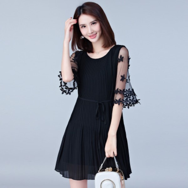 Đầm nữ phối ren dự tiệc da36