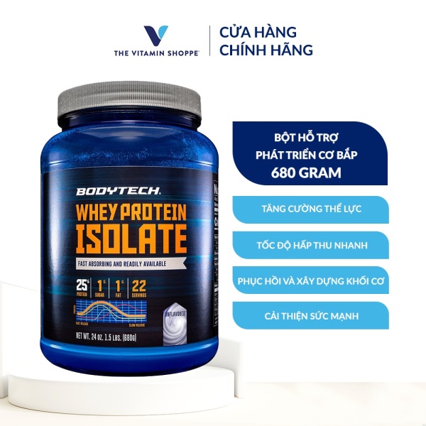 Bột hỗ trợ phát triển cơ bắp BODYTECH Whey Protein Isolate - Unflavored 680gr