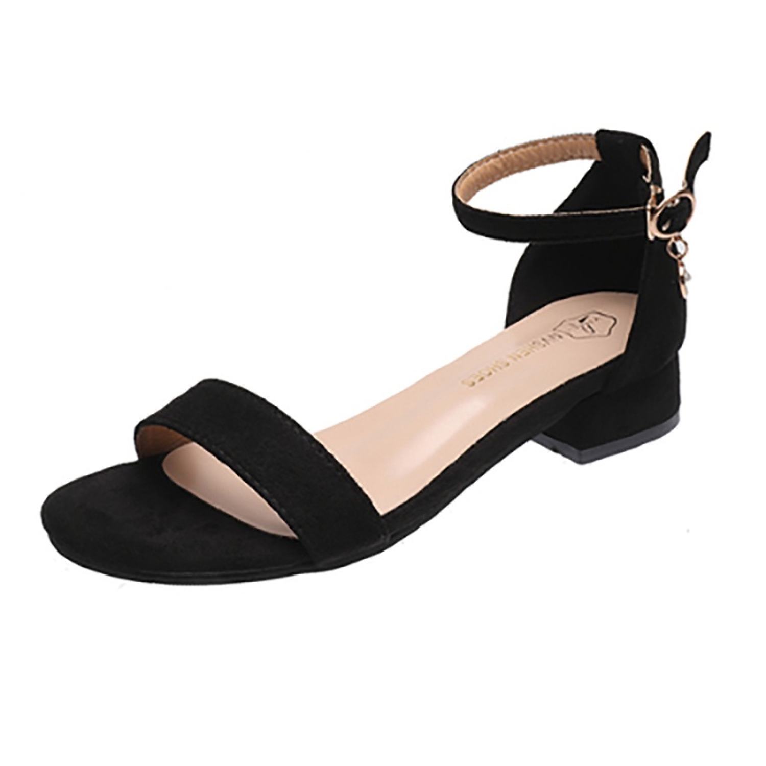 Sandal Cao Gót Big Size Nữ Quảng Châu G25 - Size 41 42, Màu Đen Kem