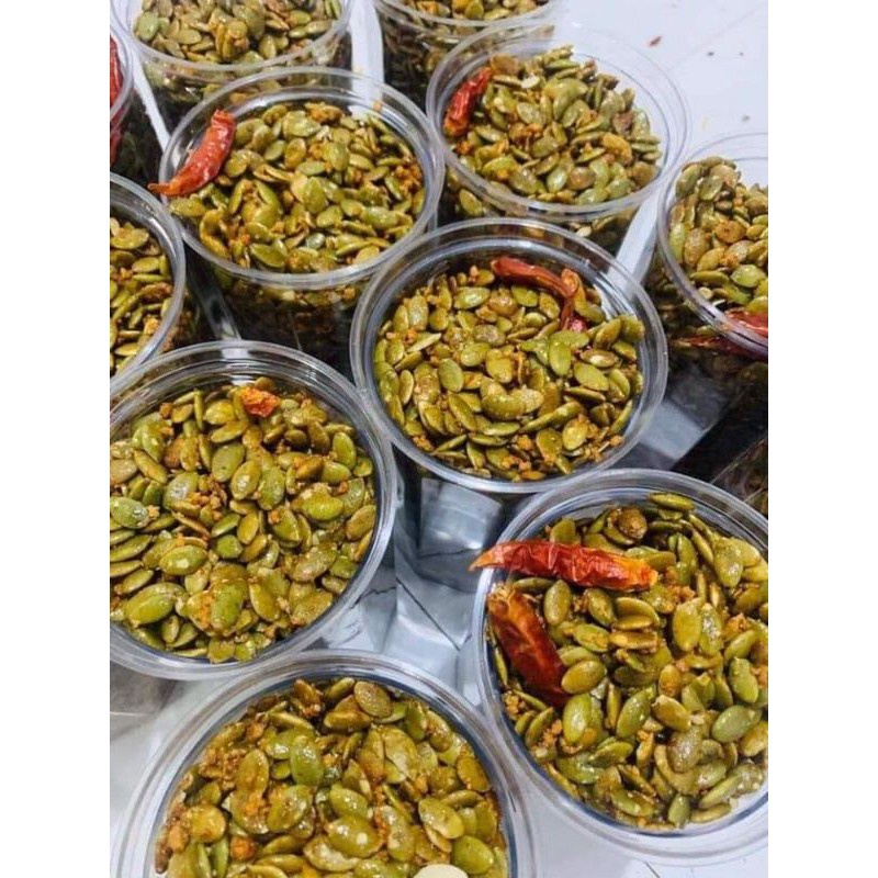 250Gram hạt bí tách vỏ rang tỏi ớt