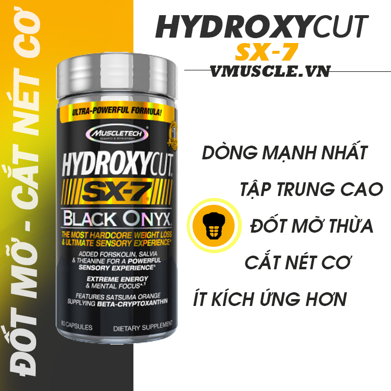 Hydroxycut SX7 Black Onyx hỗ trợ đốt mỡ (80 Viên) [BẢN NHẬP KHẨU]