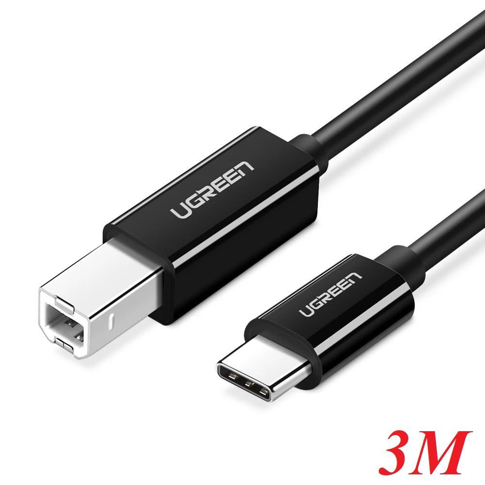 Ugreen 80812 3m usb type c 2.0 to usb-b print cable black us241