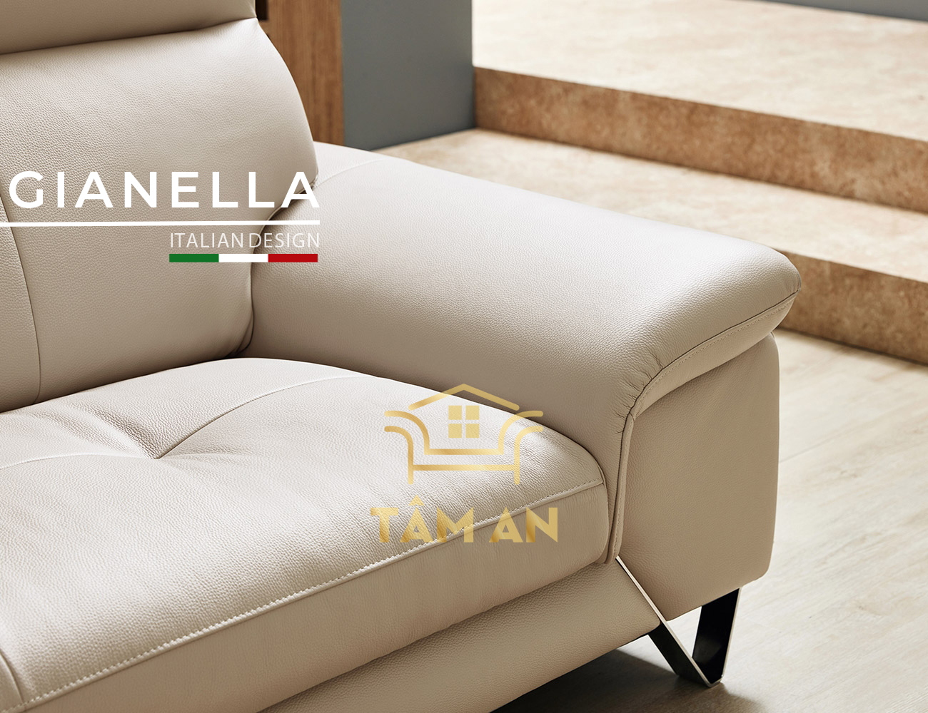 Ghế sofa băng da cao cấp gianella taman nội thất phòng khách tbi-588