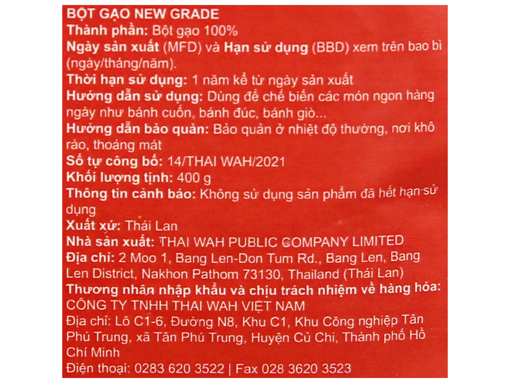 Bột gạo Thái Lan New Grade 400g