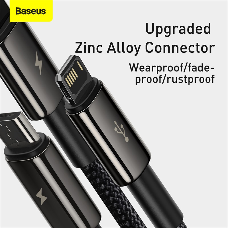 [BẢO HÀNH 12 THÁNG] Cáp sạc nhanh 3in1 USB type C-lightning-Micro BASEUS cho iPhone Samsung Micro USB Android Mobile Phone Cable/ Huawei Xiaomi USB C