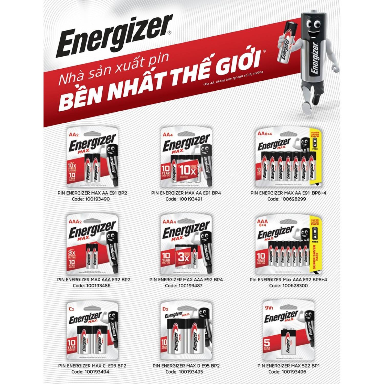 Pin Energizer Max AAA E92 BP2+1 - 100628296