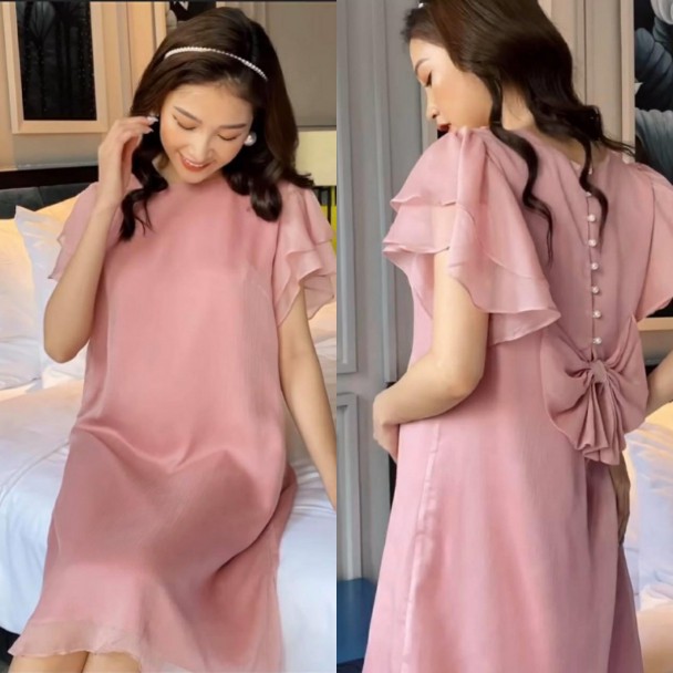Váy bầu,đầm bầu thời trang thiết kế chất lụa thô freesize từ 45 đến 70kg
