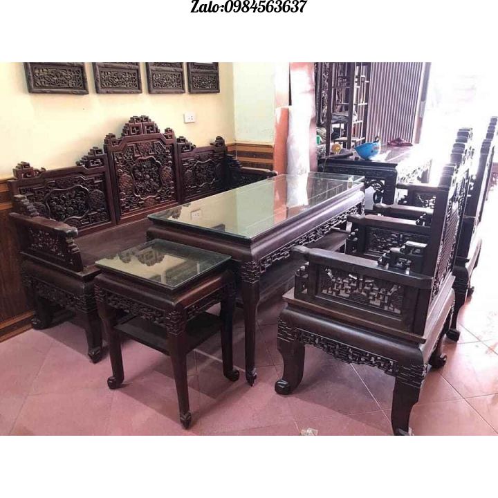 Bộ trường kỷ ngũ lân 6 món gỗ gụ