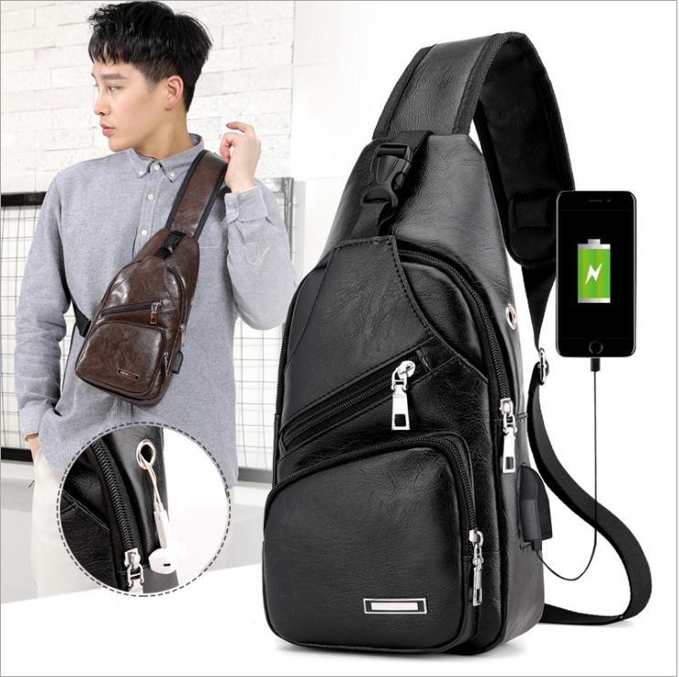 Combo Túi da đeo chéo DC194 Thắt Lưng da nam MTP02 đen