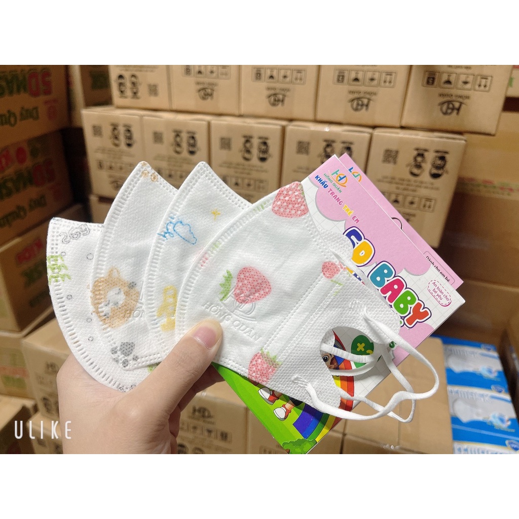Km sốc thùng 300 cái khẩu trang 5d/6d cho bé yêu từ 1-7 tuổi