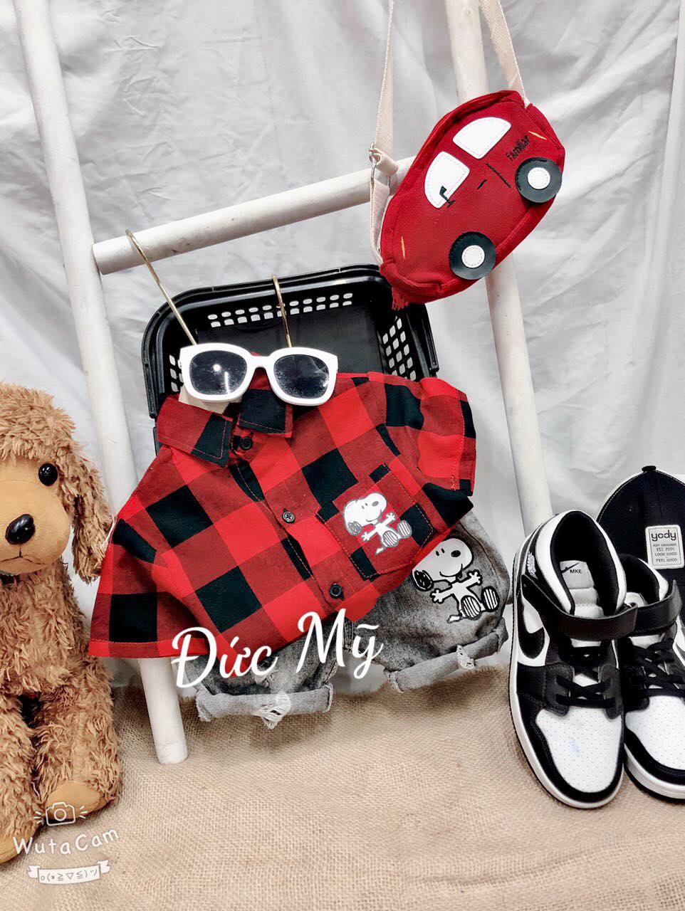 bộ sơ mi cộc tay cho bé trai