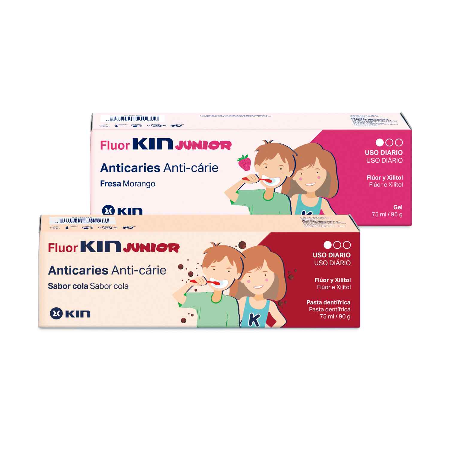 Kem đánh răng, nước súc miệng trẻ em 6-12 tuổi Fluor KIN Junior 75ml