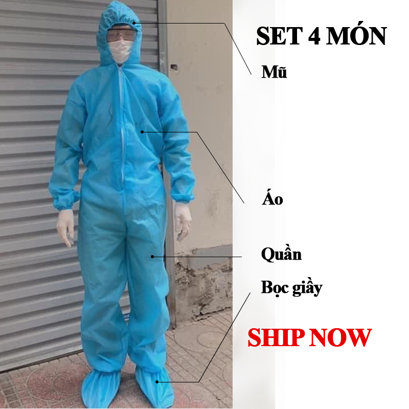 Đồ bảo hộ y tế, đồ bảo hộ chóng dịch 7 món size người lớn