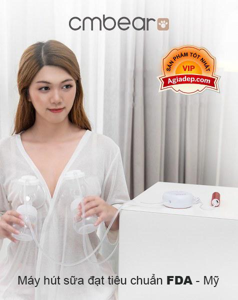 Máy hút sữa điện cao cấp hiệu con gấu australia + kèm 2 bình sữa cho bé - xuất khẩu châu âu, châu mỹ chuẩn fda