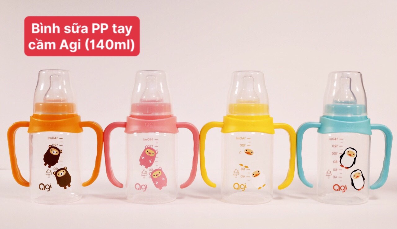 Bình sữa Agi  PP có tay cầm 140ml - 250ml (MẪU MỚI)