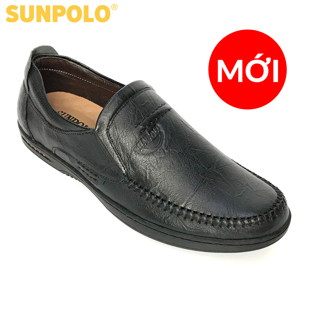 Mens Leather Casual Slip-on Shoes SUNPOLO SU4016 (Black, Brown)