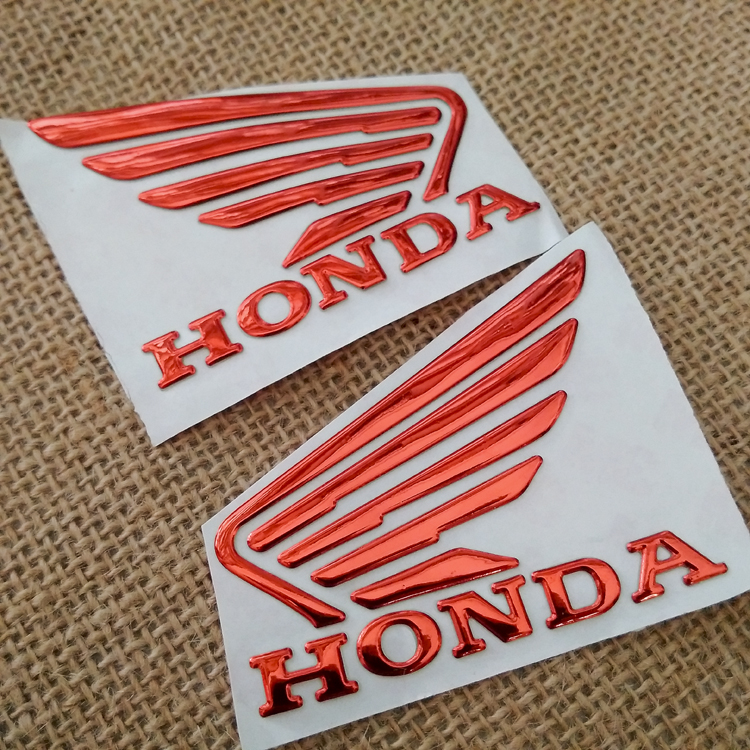 Bộ 2 tem logo cánh én HONDA 3D nổi - Đỏ