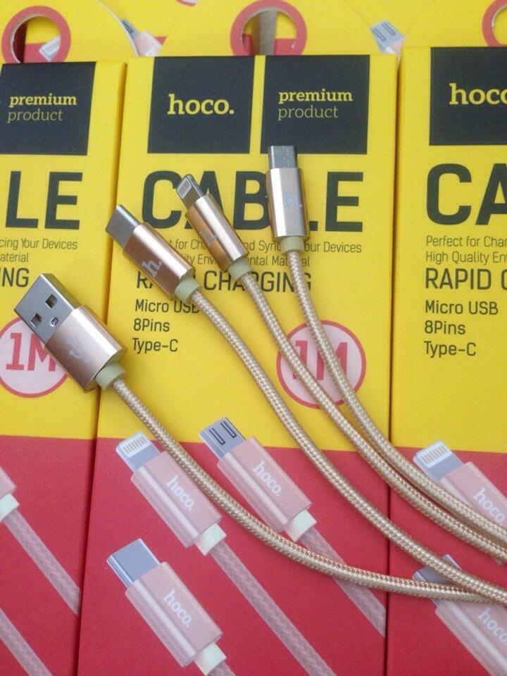Cáp Sạc Dây Dù Đa Năng Hoco X2 3 in 1 - BH 12 Tháng