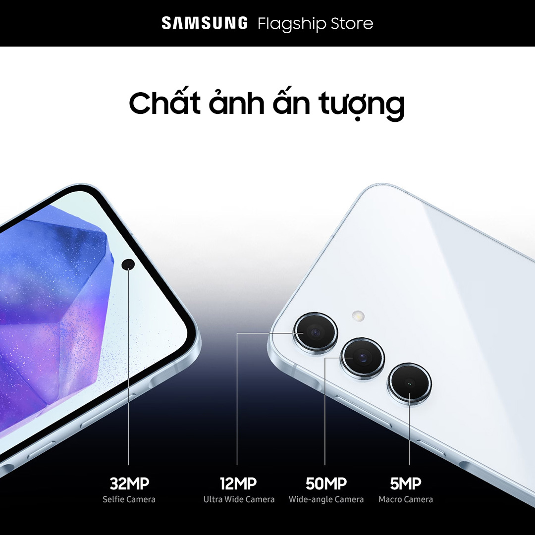 Điện thoại Samsung Galaxy A55 5G, Màn hình Super AMOLED 6,6", Camera AI, Vi xử lý mạnh mẽ 4nm