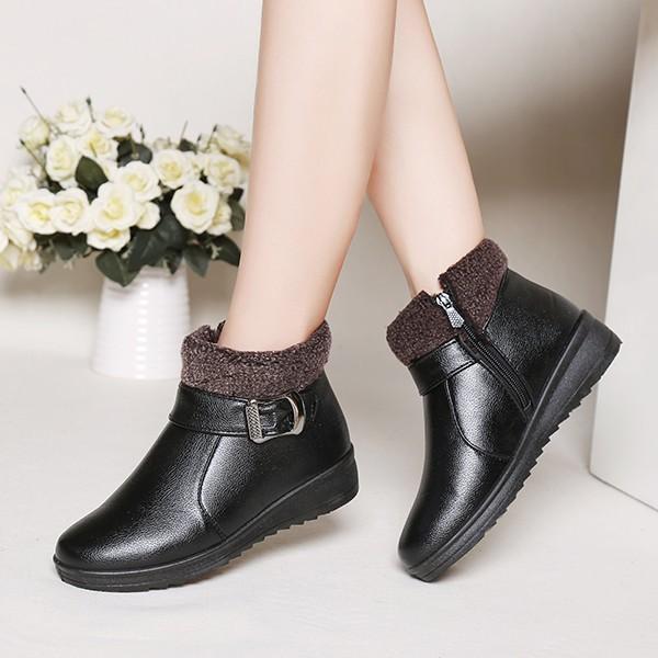 Giày boots cổ phối lông