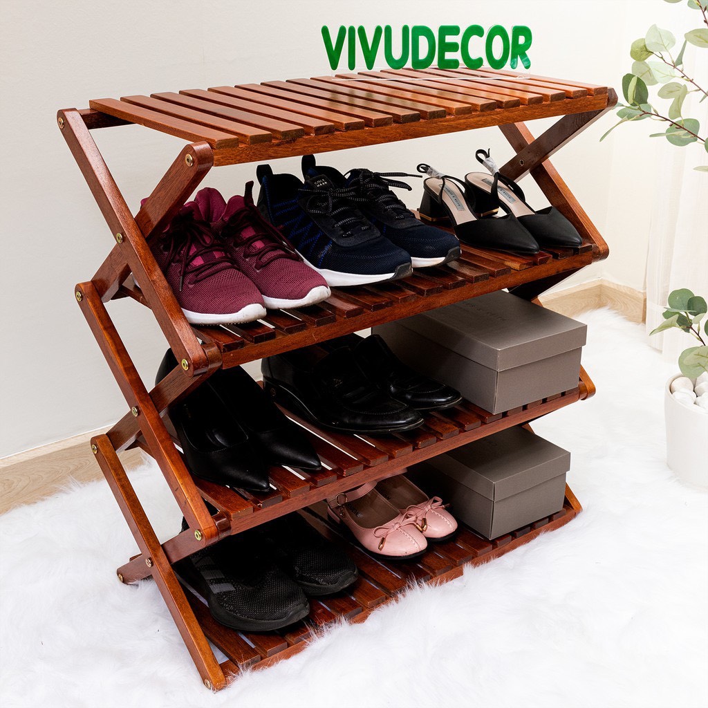 Kệ giày VIVUDECOR KG03 gỗ tự nhiên