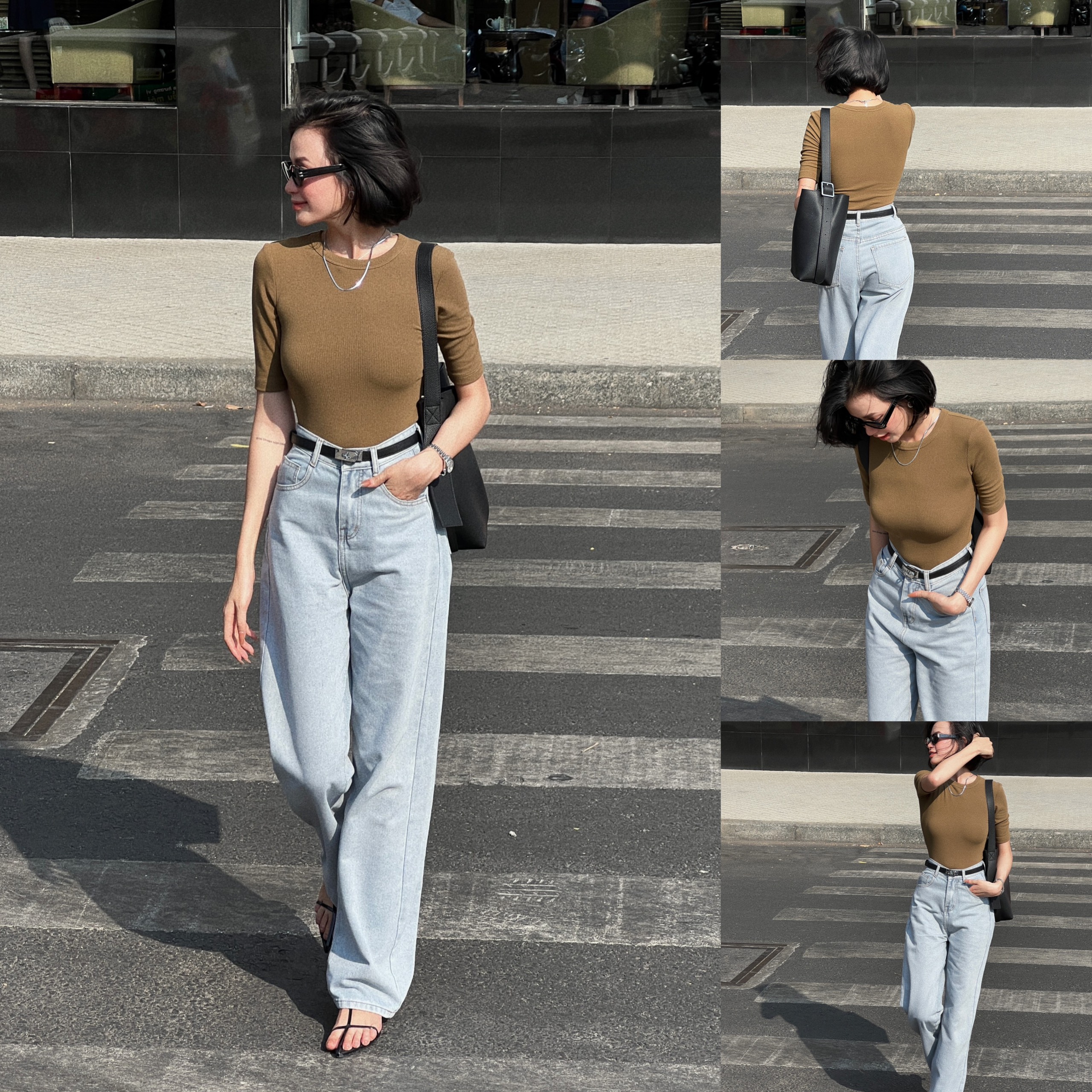 Áo thun trơn tay lửng chất dày dặn, AO47, Ladie Studio