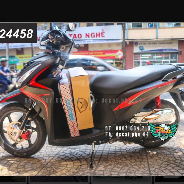 Tem rời Chỉ Đỏ Vision Xe Đen Nhám 2|Mẫu mã đa dạng|Chi tiết sắc nét|Nhận làm Tem rời theo Yêu Cầu