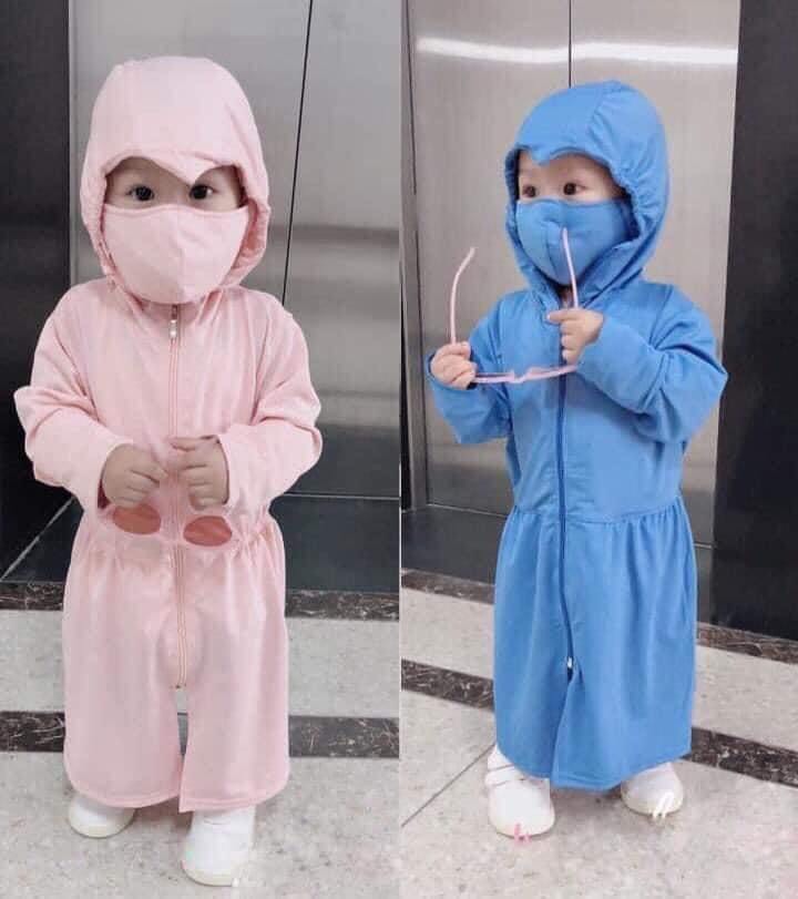 Áo chống nắng toàn thân xuất Nhật cho bé kèm mũ và khẩu trang chống tia UV cho bé