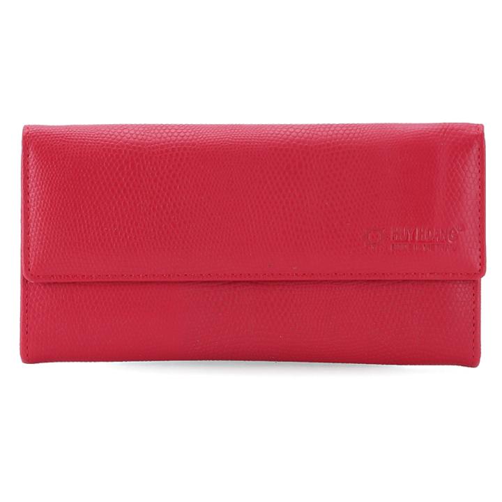 Ví nữ da bò 3 gấp lửng màu đỏ đô HK3167