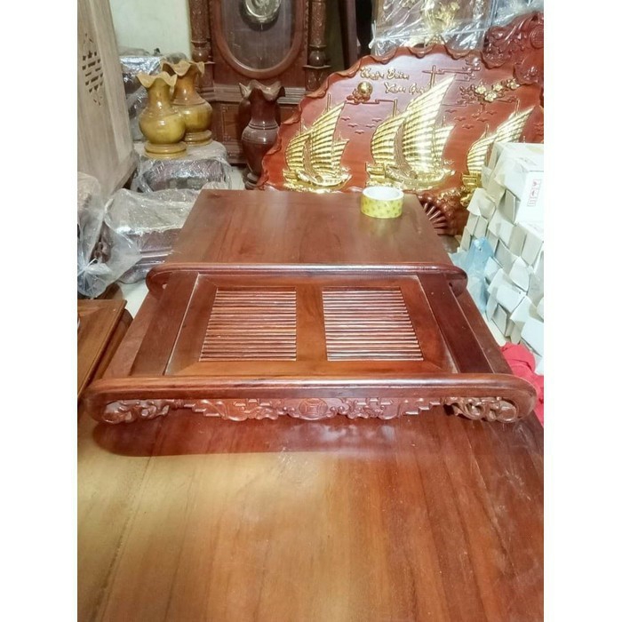Khay trà cuốn mặt lan,gỗ hương đỏ ,KT 45*30*8 cm