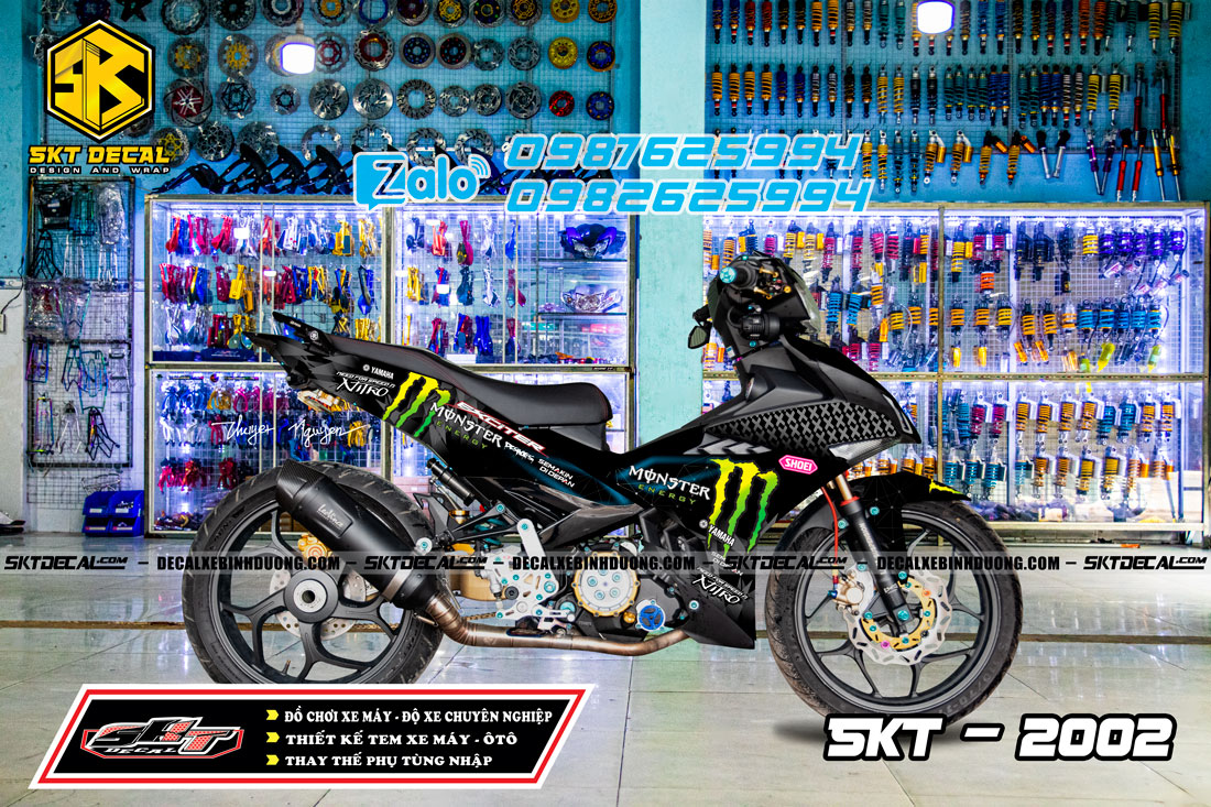 Tem trùm exciter 150 đen xanh monster