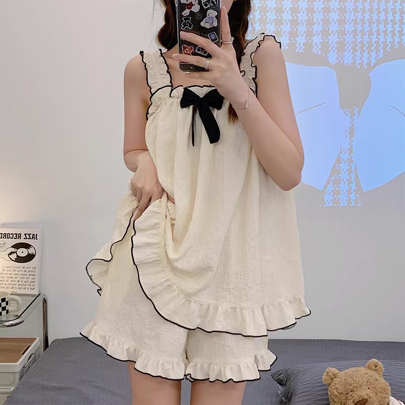 Bộ Ngủ Đũi 2 Dây Bèo Nơ