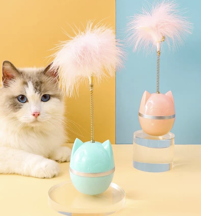 đồ chơi hình mèo lật đật lông vũ - T3 PETS SHOP