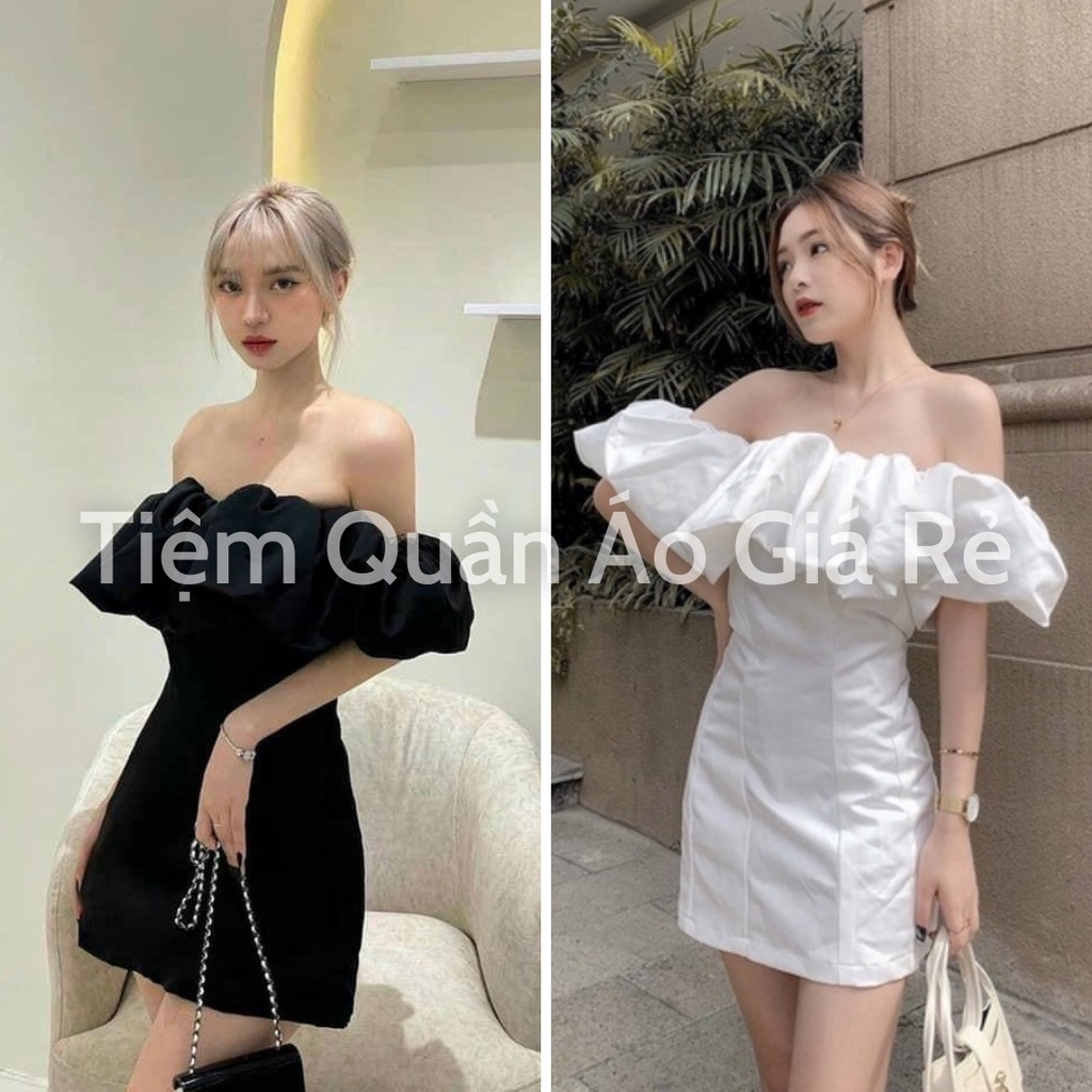 Váy body nữ trễ vai đi tiệc FREESHIPđầm chữ A bèo tơ gấm hoa sang chảnh  sexy giá sỉ giá bán buôn  Thị Trường Sỉ