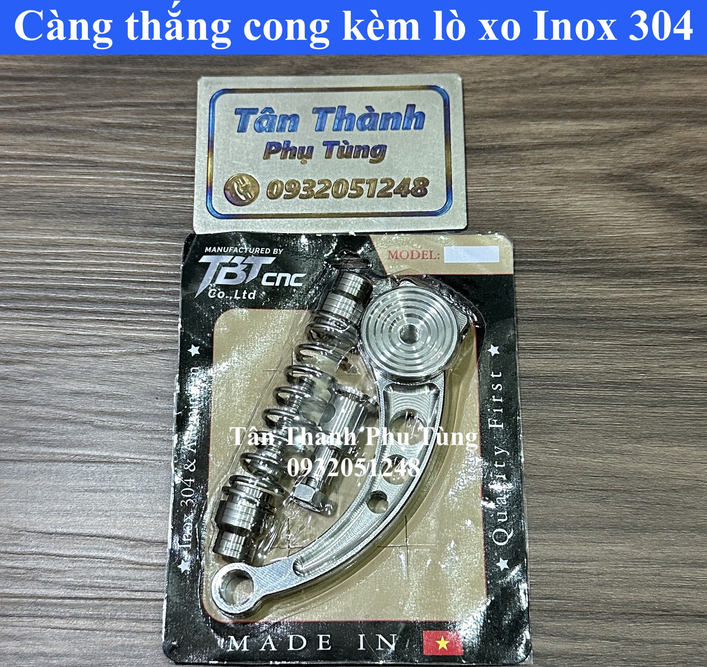 Càng thắng cong inox 304 tbt cnc kèm lò xo