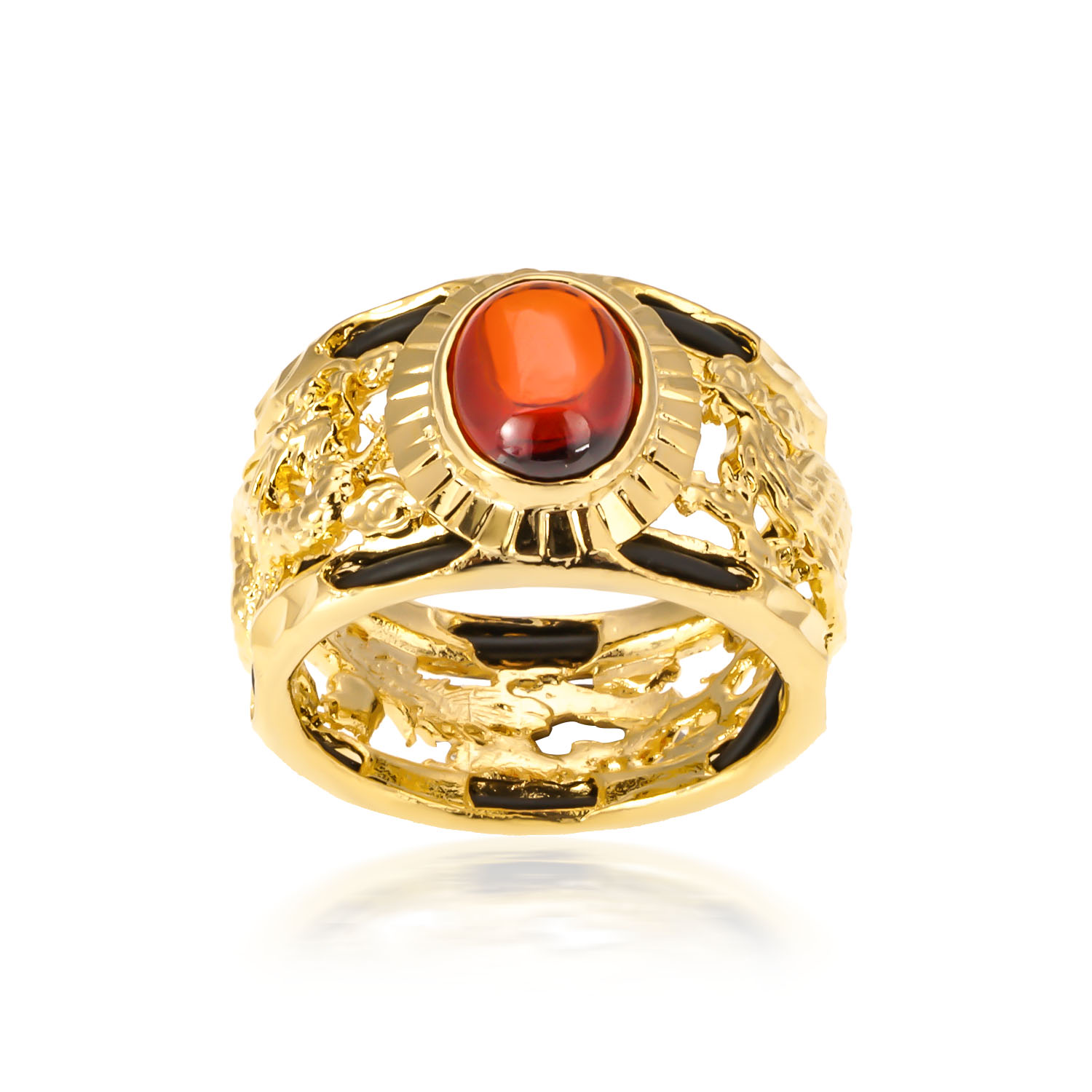 Nhẫn nam UHA - Nhẫn nam với thiết kế Long Phụng ngậm đá- mạ vàng 18k bền màu- kieerruu dáng sang trọng lịch lãm